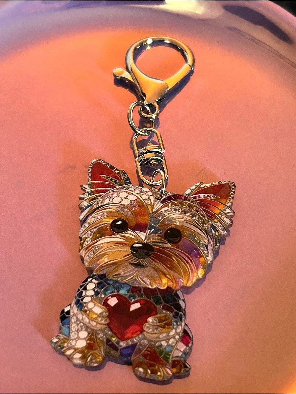 Multicolor Dog Keychain Charm 3D Look. Flat